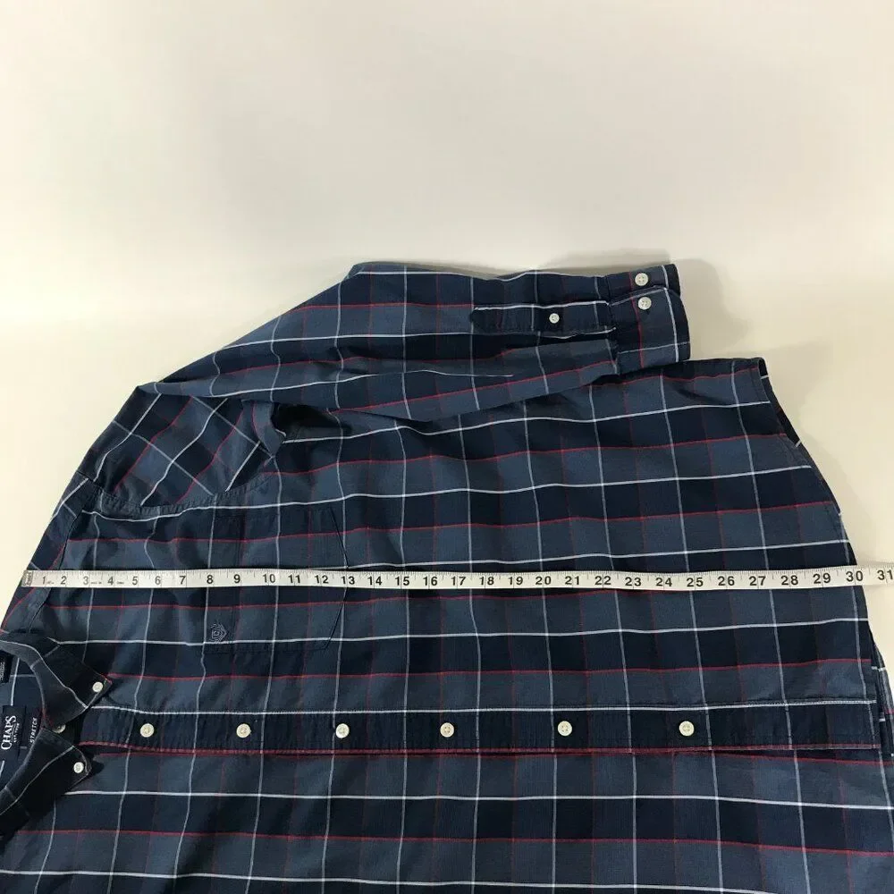 Chaps Easy Care Button Down Shirt Men's XL Plaid Long Sleeve Stretch Casual